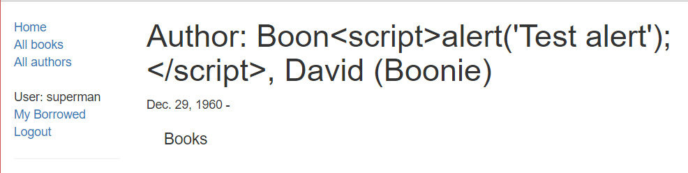 作者詳細資訊檢視 XSS 測試