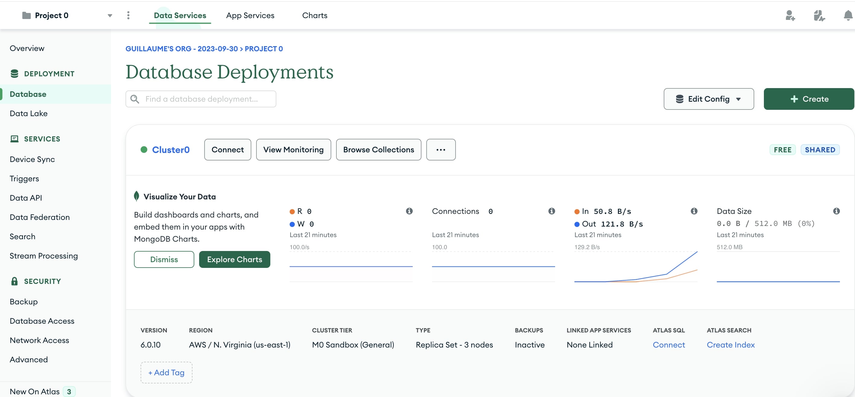 在 MongoDB Atlas 上設定集合。